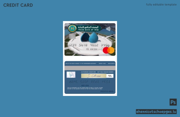 Beispielvorschau für eine Mastercard der Iraq Trade Bank of Iraq